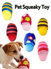 1/2pcs Pet Squeaky Slippers Toy, Puppy Squeaky Toy, Talking Toy That Says "Woof", Chew Resistant Companion Interactive Toy, Pet Supplies, Pet Toy - Multicolor - View 1