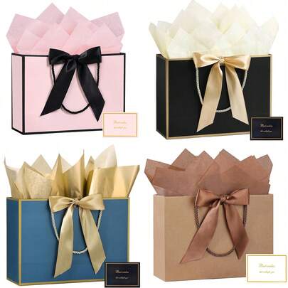 1/2/5 Sets, Multiple Sizes, Gift Bags, Large Gift Bags, Paper Bags, Paper Gift Bags, Packaging Bags, Distribution Bags, Lucky Bags (Includes Thin Paper And Greeting Cards), Gift Bags With Handles, Party Favor Bag Fillers, Suitable For Bridesmaids, Birthdays, Anniversaries, Wedding Parties, Wedding Favors, Wedding Thank You Gifts, Valentine's Day, Bachelor/Bachelorette Parties, And More Occasions.