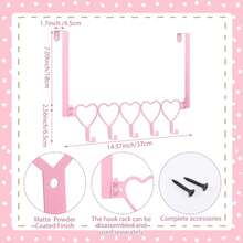 1pc Pink Heart/Bow Shape 5-Hook Over The Door Hanger Rack, Multi-Function Wardrobe Storage Organizer, Bedroom Bathroom Clothes Towel Bag Holder
