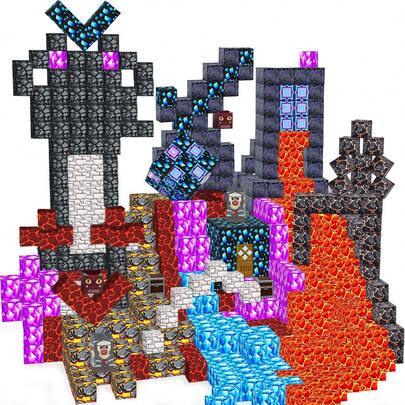 成人磁力积木套装（400片）创意拼装益智玩具，复杂场景搭建积木，培养空间逻辑思维和动手能力，休闲减压互动玩具，成人节日和生日趣味礼物之选