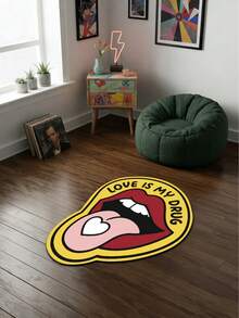 1 Peça Tapete Decorativo com Formato de Lábios e Coração, Carpete, Decoração de Quarto, Tapete Pequeno, Carpete Lavável para Sala de Estar, Quarto, Decoração Doméstica, Uso Externo - Multicolorido - Visão 6