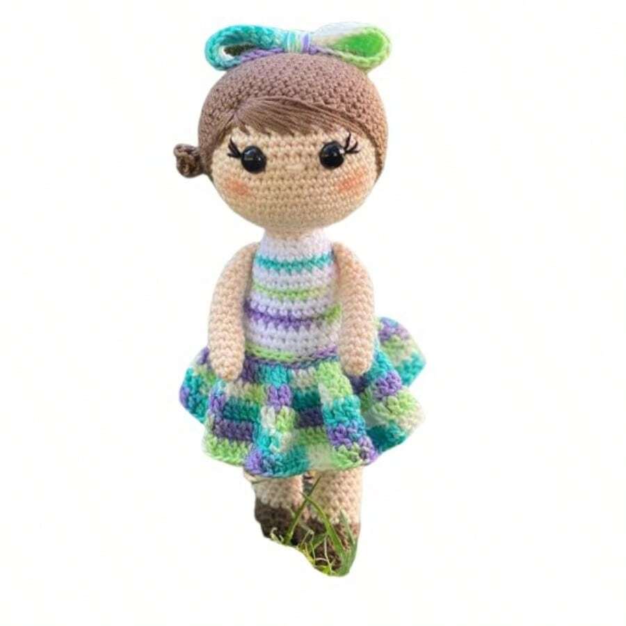 Muñeca de peluche tejida amigurumi crochet ideal para regalo hecha a mano Rosa - Matizado Lila/Verde - Ver 1