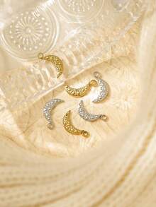 5pcs/Pack 304 Stainless Steel Smooth Concave-Convex Polka Dot Design Moon Shaped Minimalist Versatile Accessories - Moon Accessories - View 9