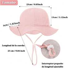 Sombrero de Sol para Bebé, Sombrero de Bebé Niña y Niño de 3 a 12 Meses, Gorro ala Ancha de Sol con Puro Algodón, Gorro de Playa para Días de Campo o Salir para Bebés y Niños Pequeños,36984361 - Mostaza Amarilla - Ver 6