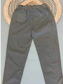 Women's Plus Size Pants Made Of Stretch Twill Fabric - 橄欖綠 - 查看 2