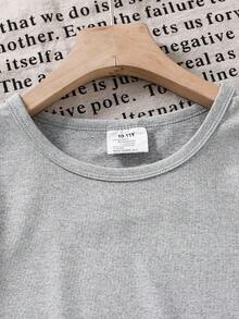 Camiseta de manga corta con estampado de letra y bandera de fútbol para niña - Gris - Ver 5