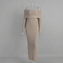 Women Sports Sweater Dresses - Khaki - View 8