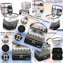 Clear Nail Polish Organizer Holds 60 Bottles 15ml/0.5fl.Oz And Nail Lamp Double Layer Nail Plies Organizer Case Transplant PU Leather Nail Kit Storage Bag For Manicure Tools (Black), Nail Supplies, Makeup, - màu đen - Xem 7