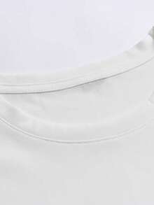 Cherry Heart Pattern Casual Loose Fit T-Shirt Fashionable Round Neck Short Sleeve For Daily Wear And Outdoor - trắng - Xem 4