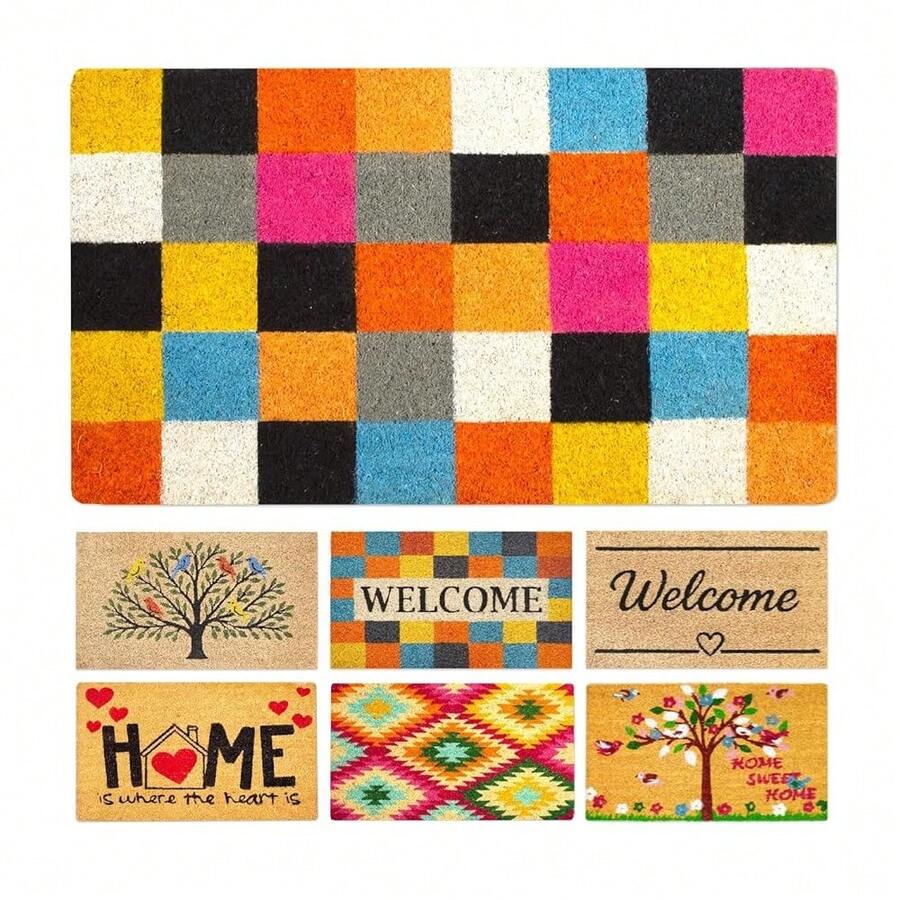 Coir Door Mats Outdoor, Door Mat Outside Entrance, Welcome Mat Indoor, Doormat Outdoor, Funny Door Mats Outside, Coir Doormat 16\X27.5\ (Squares) - 方塊 - 查看 1
