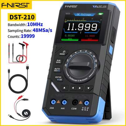 DST-210 3-In-1 ดิจิตอลออสซิลโลสโคปมัลติมิเตอร์, 19999 จำนวนนับ, 10MHz, 48Msps, เครื่องมือไฟฟ้าออสซิลโลสโคปยานยนต์แบบพกพา