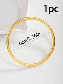 1pc Women's 4mm Solid Matte Gold Plated Bracelet, Round Vintage Style Stacking Bracelet (Note: Only 1 Piece Sold) - Gold - View 14