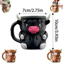 1pc Highland Cow Ice Cream Cup Holder, Cute Cow Ice Cream Cup (Multiple Colors Available), 3D Printed Reusable Cup, Hidden Snack Storage Drawer, Multifunctional Beverage Cooler, Comfortable Drink Stand, Party Supplies, Highland Cow Decor, Highland Cow Gift, No Direct Food Contact, No Spoon Included - Multicolor - View 12