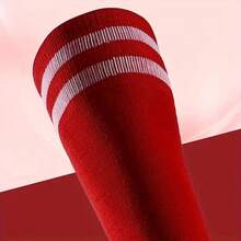 1双防滑吸湿排汗足球袜，加厚毛圈面料，及膝运动袜，成人及青少年适用，透气 - 彩色 - 查看 3