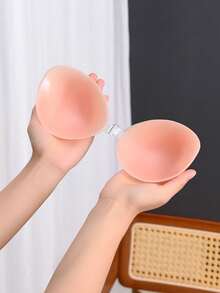 1 pieza Sujetador adhesivo de silicona de unicolor para mujer, pétalos acolchados y de push-up delgados, adecuado para uso diario - Albaricoque - Ver 12