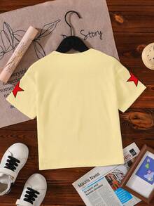 1pc Girls' Cartoon Graphic Printed T-Shirt, Cute & Loose Fit Summer Style For Teens - Yellow - View 2