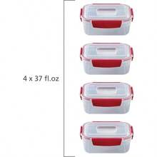 Juego recipientes almacenamiento alimentos plástico 8 piezas sin BPA tapas herméticas prueba fugas diseño práctico rojo - Rojo - Ver 5