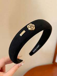 1/4Pcs Maillard Retro Camellia Hairband For Women, French Sponge High Head Headband, Versatile For Going Out To Wash Your Face And Press Your Hair Accessory (Random Label), Hair Hoop Head Accessories