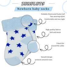 ELUTONG Baby Boys Socks Thick Terry Socks, 10 Pairs (0-3years Old) For Newborn Boys Girls,Cute Warm Ankle Crew Socks Set - 灰+藍(10只裝) - 查看 7