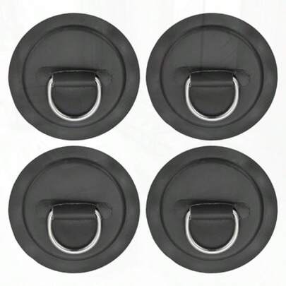 PATIKIL 3.1" Paddle Board D Rings 4 Pcs Stainless Steel D-Ring PVC Patch Pad No Glue Include For Raft Kayak Inflatable Boat Surfboard Black