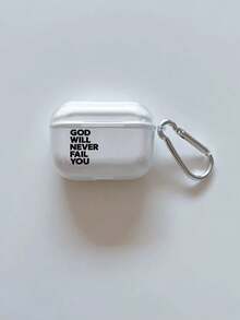 God Will Never Fail You" Inspirational Quote Earphone Case With Carabiner Clip, Clear Transparent Soft TPU Shockproof Cover, Christian Religious Motivational Design, Compatible With AirPods Case, Compatible With AirPods Pro 3 Case, Compatible With AirPods 4 Case, Faith-Based Gifts - Clear - View 14
