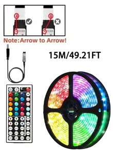 Tiras de luces LED, tiras de luces LED estéticas con control remoto RGB, tiras de luces LED con control remoto, alimentadas por USB, brillo y modos de color ajustables, múltiples efectos de iluminación, control remoto, para dormitorio, hogar, luces de color cambiante decorativas, para fiestas de habitación, fiestas de cumpleaños, decoraciones navideñas, TV, habitación, escaleras, vacaciones - luz de color - Ver 12