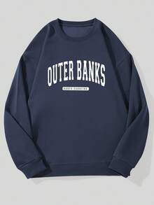 Men's Casual Crew Neck Sweatshirt With  Pattern - 藏蓝色 - 查看 6