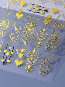 2 miếng dán móng tay hình trái tim sang trọng, decal móng tay hoa hồng 3D mạ vàng và vàng hồng, trang trí móng tay hình trái tim lãng mạn tự dính, dụng cụ làm móng, dành cho phụ nữ và bé gái, ngày Valentine, móng tay đám cưới. - Nhiều màu - Xem 8