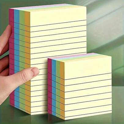 100/200pcs Colorful Lined Sticky Notes, Portable & Practical, Suitable For Students And Office Workers, Ideal For Back To School Season, School Supplies, Learning Supplies, Sticky Notes, Aesthetic Study Supplies, Stationery