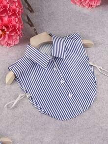 1件女士条纹可拆卸领子 - 蓝白竖条纹，半衬衫式插片，正面带纽扣袢和可调节系带，适合叠穿或单穿，时尚叠穿单品，做工优雅，品质上乘。 - 多色 - 查看 1