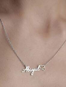 Customized Women's Double Heart Name Necklace - Stainless Steel Chain Engraved Jewelry, Elegant & Cute Holiday Gift, Perfect Gift For Your Loved One, Everyday Accessory - Multicolor - View 6