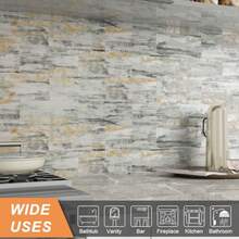 Azulejos Autoadhesivo Mármol AdhesivoAzulejos Para Cocina Panel Decorativo Pared Baño Grandes Pegatinas de Pared 3d Impermeables 10x20cm Blanco Calaeatta - Gris - Ver 2