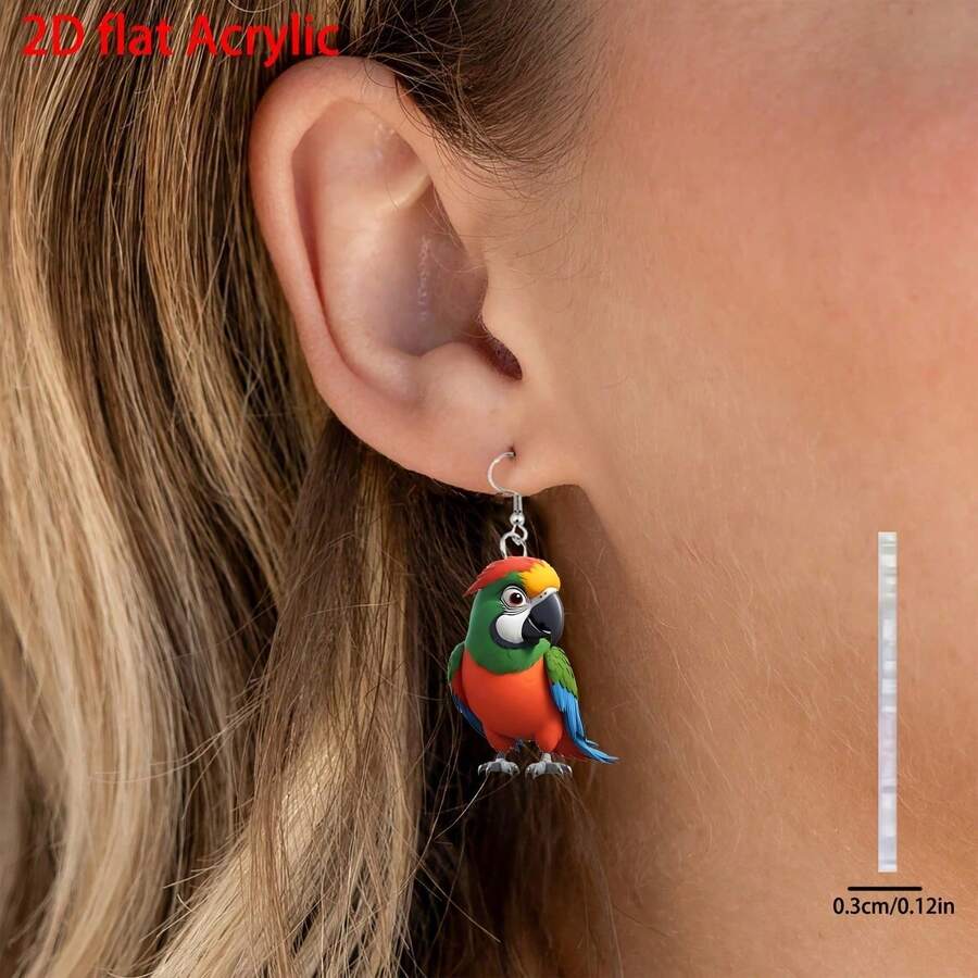 2D flat, women's elegant bird earrings - lightweight and durable acrylic hanging accessories - daily and party jewelry for Christmas, birthdays, Valentine's Day gifts - wear elegant bird decorations all year round, holiday accessories, fun designs, fashionable craftsmanship, trendy accessories, the best choice for gifts - Multicolor - Ver 1