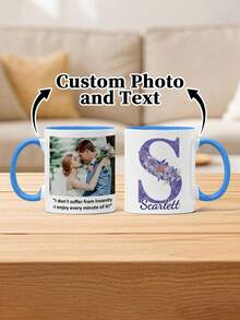 1 Stück 330ml Tasse mit individueller Initialen-Monogramm Gravur, personalisiertes Geschenk zum Valentinstag, Familienandenken, individualisierbar mit Foto, Text und Name, ideales Geschenk für den Partner, personalisierte Kaffeetasse - Valentinstag, Geburtstag, Jahrestag und andere Anlässe - Stil 2 - Übersicht 12