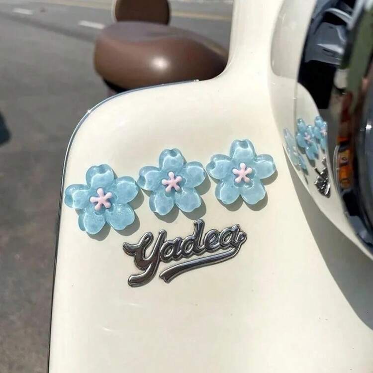 AD Pegatinas decorativas translúcidas con flores de sakura para vehículos eléctricos, motocicletas, automóviles, calcomanías florales 3D, estética femenina - flores de cerezo - Añade 9