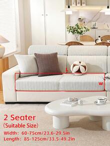1pc Linear Quilted Sofa Slipcover, Thickened Full Coverage Design, Anti-Slip & Pet-Friendly Easy-Care Cover - Beige - View 16
