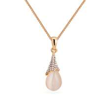 Conjunto de collar y aretes de ojo de gato para mujeres, cristal turquesa a cuadros, cadena O de oro, joyería única de piedra preciosa, gota de agua - colgante de oro - Ver 10