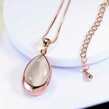Collar geométrico de oro rosa con incrustaciones de piedra ojo de gato hecho a mano europeo y americano, conjunto de joyería exclusiva para mujeres - colgante de oro - Ver 4