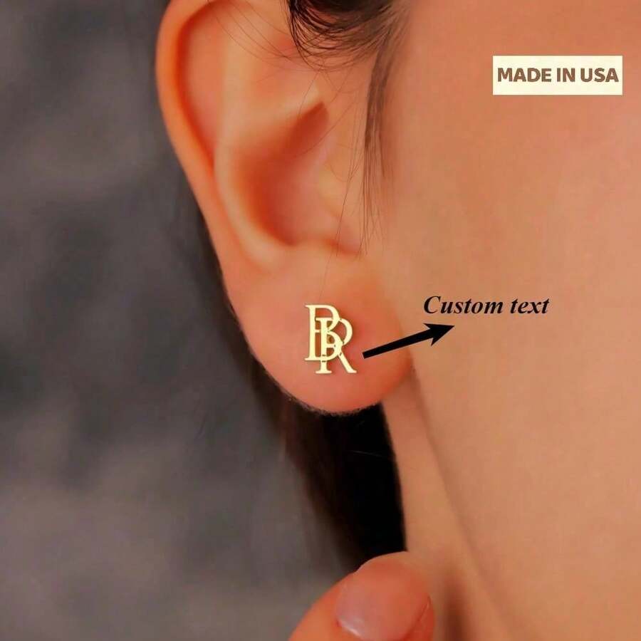 Personalized Gold Letter Earrings - Customized Letter Jewelry, Elegant Stainless Steel Gold-Plated Earrings, Daily And Party Ladies' Jewelry Gifts (Christmas, Valentine's Day, Anniversaries) - Durable Custom Birthday Or Name Souvenirs, Fashionable Accessories, Exquisite Craftsmanship - 彩色 - 查看 1
