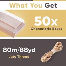 50 piezas Juego de cajas de papel para charcutería de 7x5 pulgadas con tapas transparentes - Cajas apilables y portátiles para regalos de postres y aperitivos, suministros para fiestas - 50 Marrón - Ver 3