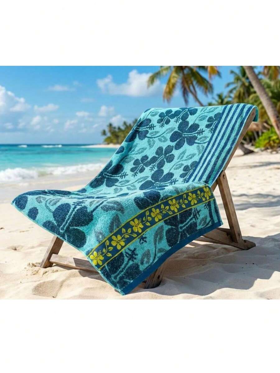 Large Bath Towel Set 140x70cm Embroidered Soft Terry Cloth High Quality Assorted Designs - Baby Blue - View 1