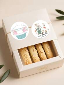 24pcs Personalised Baking Stickers Gift Labels,Custom Text,Party Baking Cake Shop Decoration Baked Pastries Add Personalized Custom With Store Name Stickers,ANY NAME Cakes Cake Box Cupcakes Etc - Multicolor - View 4
