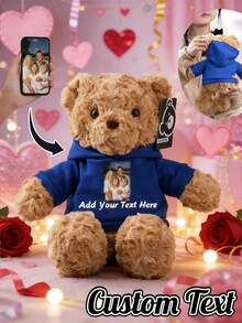 Customizable Teddy Bear Plush Doll With Text And Photo, Personalized Gifts, Doll Clothes, Christmas Decorations, Girls Bedroom Decor, Boys Bedroom Decor, Christmas Gifts, Birthday Decorations, Personalized Gifts, Suitable For College Dorms, Halloween Decorations - Multicolor - View 1