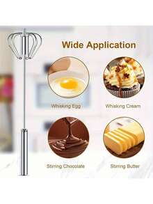 [1pc Multifunctional Whisk & Frother] 1pc Multifunctional Stainless Steel Whisk & Milk Frother, Home Baking Tools, Cream Egg Hand Blender, Household Push Blender Blender - Egg Whisk, Milk Frother, Hand Push Blender Blender Multi-Tool Cooking And Baking: Blender For Baking Cooking  Home And Living New In Cocina Kitchen Essentials Kitchen Gadgets  Kitchen Accessories Cooking Utensils Baking Supplies - 銀色 - 查看 3