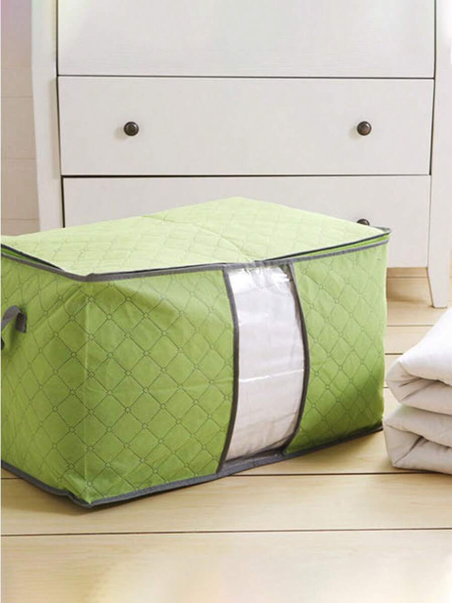 1pc Casual Style Large Capacity Non-Woven Fabric Storage Bag, Multi-Functional Clothes & Bedding Organizer Box, Suitable For Home, Moving And Travel - MultiWarna - View 1