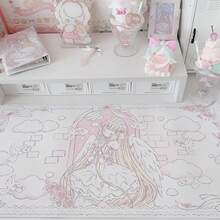 Pink Kawaii Chi Wedding PU Leather Desk Mat |   Cute Anime Mouse Pad For Students, Girls Dorm Dining  Study Table Decor - 9.84x11.81in - View 2