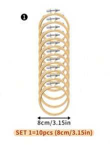 10pcs Bamboo Embroidery Hoops, 8cm/10cm/15cm/20cm - Apricot - View 10