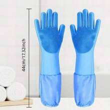 1 Pair Pet Grooming Cleaning Gloves, Dog & Cat Bathing & Washing Gloves, Extra Long Soft Silicone Anti-Bite Pet Grooming Gloves