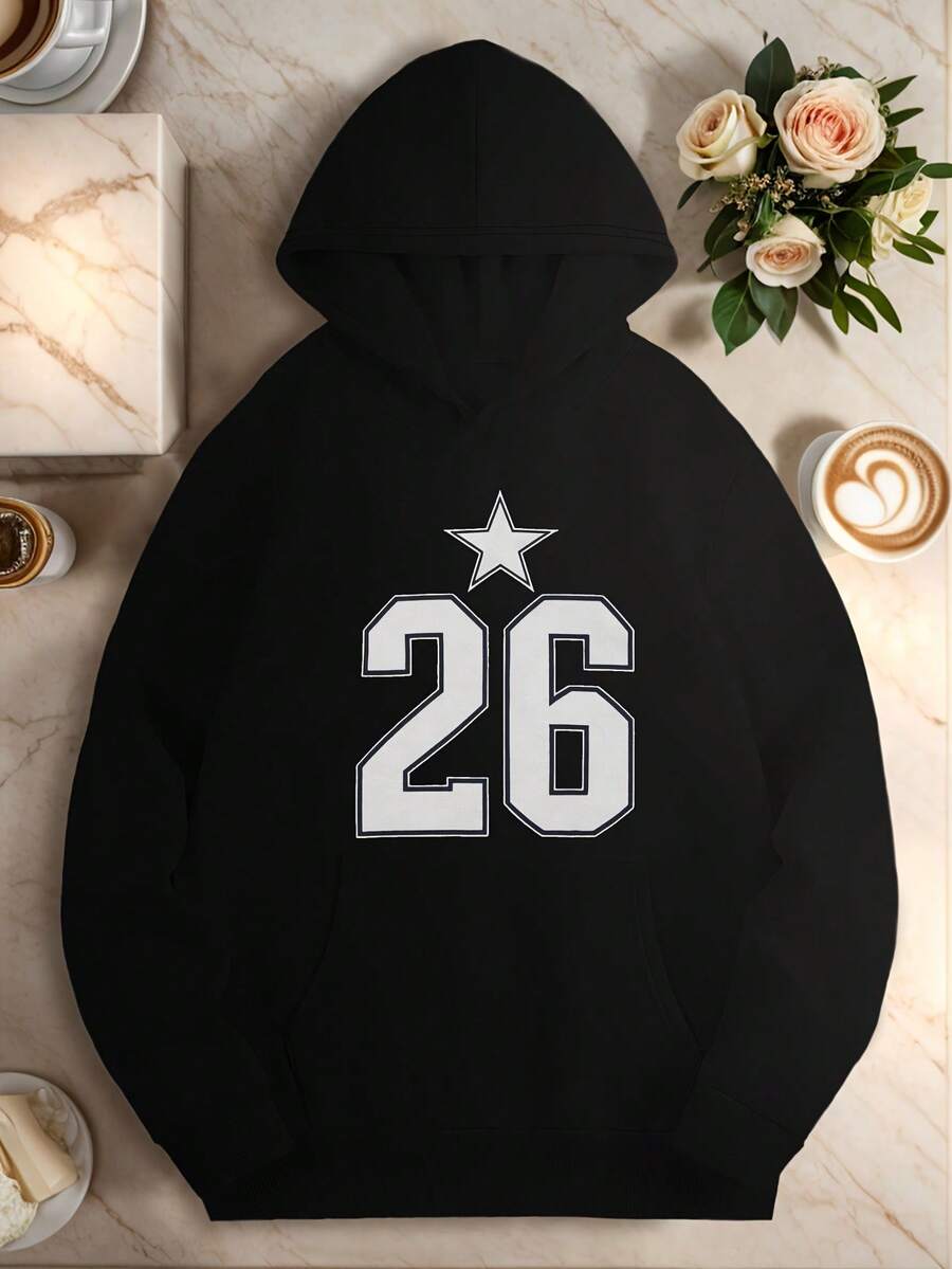 Bold 26 With A Star Women-S Plus Size Casual Hoodies - Đen 17 - Xem 1