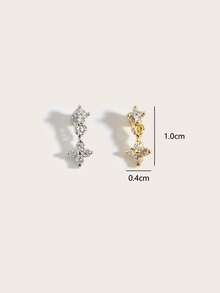 1pc Elegant & Fashionable Diamond Clover Stud Earrings, Suitable For Women's Daily Wear - Four Leaf Clover - View 5